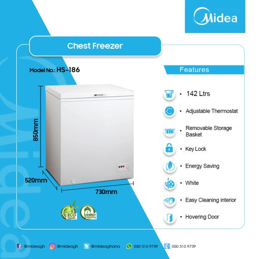 MIDEA-142LTR-CHEST-FREEZER-HS-186 - Image 2