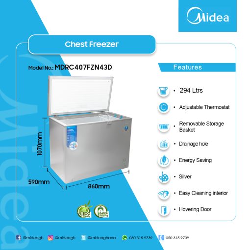 MIDEA-294-LTR-INVERTER-CHEST-FREEZER-MDRC407FZN43D - Image 2