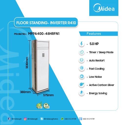 MIDEA-5-HP-FLOOR-STANDING-INVERTER-R410- MFPA400-48HRFN1 - Image 2