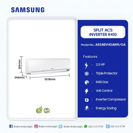 SAMSUNG-2.5HP-SPLIT-ACS-INVERTER-R410-AR24BVHGAWK/GA - Image 2