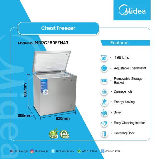 MIDEA-198-LTR-CHEST-FREEZER-MDRC280FZN43 - Image 2