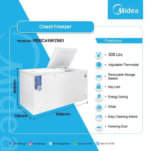 MIDEA-508-LTR-CHEST-FREEZER-MDRC698FZN01 - Image 2