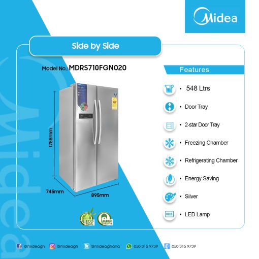 MIDEA-548-LTR-SIDE-BY-SIDE- MDRS710FGN02D - Image 2