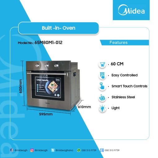 MIDEA-60CM-BUILT-IN-OVEN-65M80M1-012 - Image 2