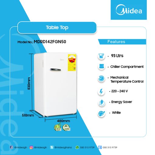 MIDEA-93LTR-TABLE-TOP-FRIDGE-MDRD142FGN50 - Image 2