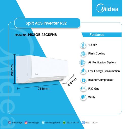 MIDEA-SPLIT-INVERTER-R32-1.5HP-AC-MSAGB-12CRFN8 - Image 2