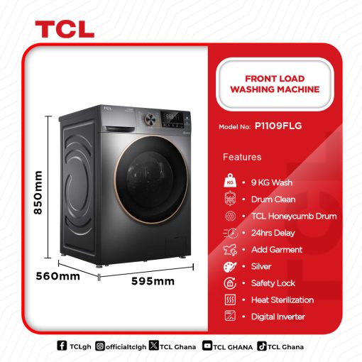 TCL-FRONT-LOAD-INVERTER-9KG-WASHING-MACHINE-P1109FLG - Image 2