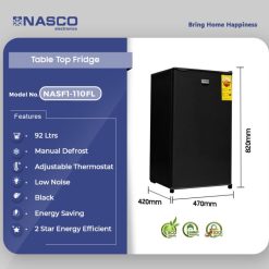 Alternative view of Nasco 92Ltrs Table Top Refrigerator NASF1-110FL-B