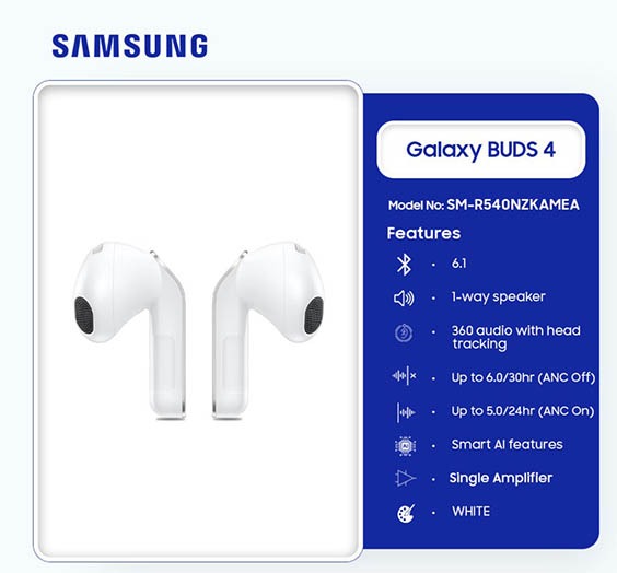 Samsung Galaxy Buds 4 White SM-R540NZWAMEA - Image 3